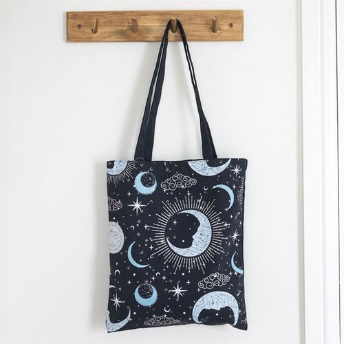 Blue Moon Print Celestial Tote Bag