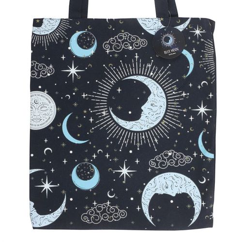 Blue Moon Print Celestial Tote Bag