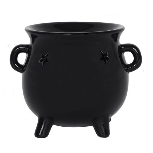 Black Cauldron Ceramic Oil Burner with Star Cut-Out