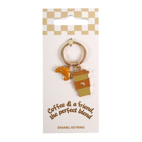 Coffee and a Friend Enamel Keyring