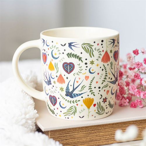 Cream Midnight Bloom Floral Ceramic Mug 350ml