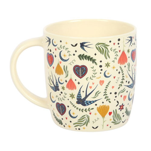 Cream Midnight Bloom Floral Ceramic Mug 350ml