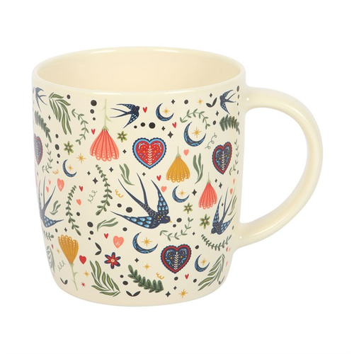 Cream Midnight Bloom Floral Ceramic Mug 350ml