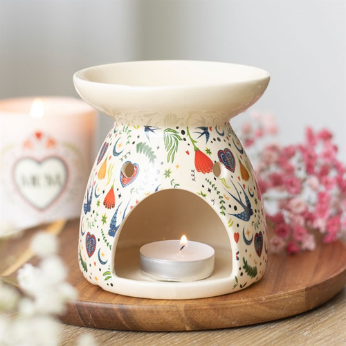 Cream Midnight Bloom Ceramic Oil Burner