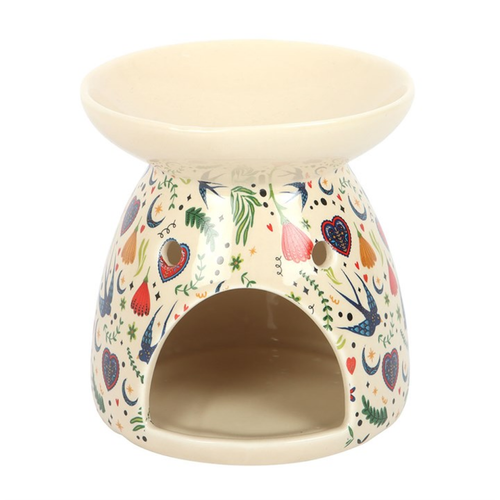 Cream Midnight Bloom Ceramic Oil Burner