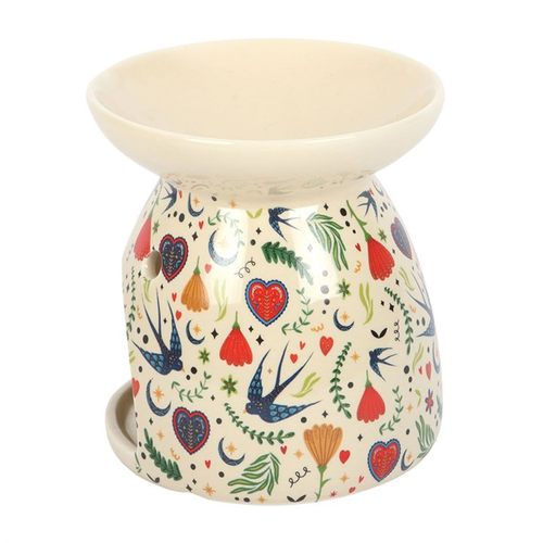Cream Midnight Bloom Ceramic Oil Burner