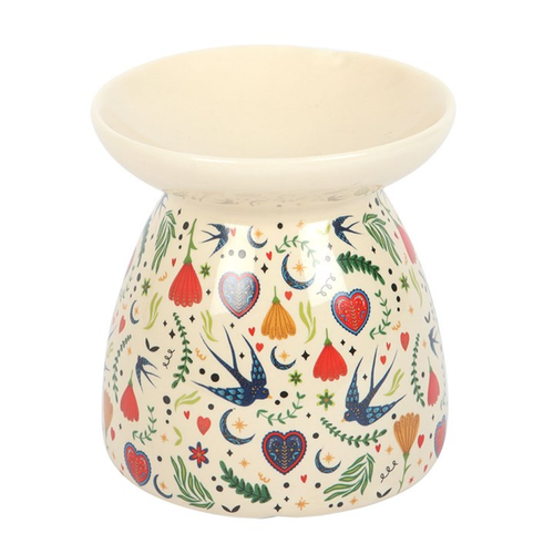Cream Midnight Bloom Ceramic Oil Burner