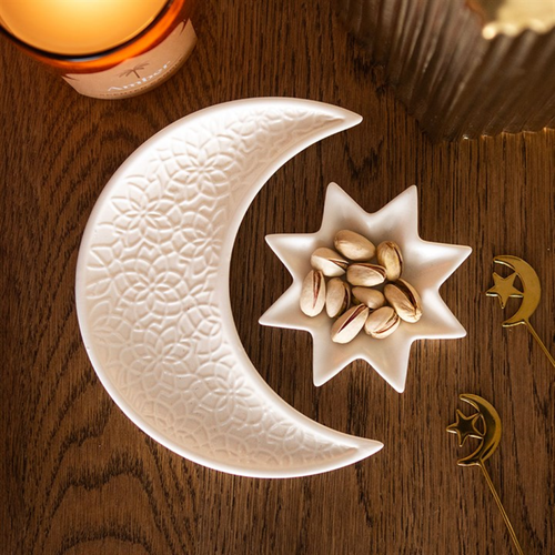 Crescent Moon and Star Ceramic Trinket Dish Set