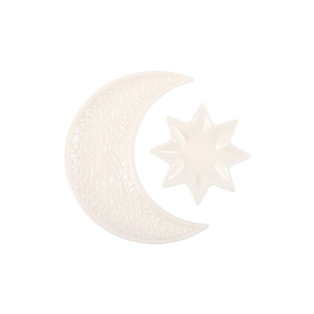 Crescent Moon and Star Ceramic Trinket Dish Set