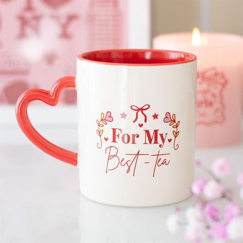 For My Best-Tea Ceramic Mug with Heart Handle 350ml