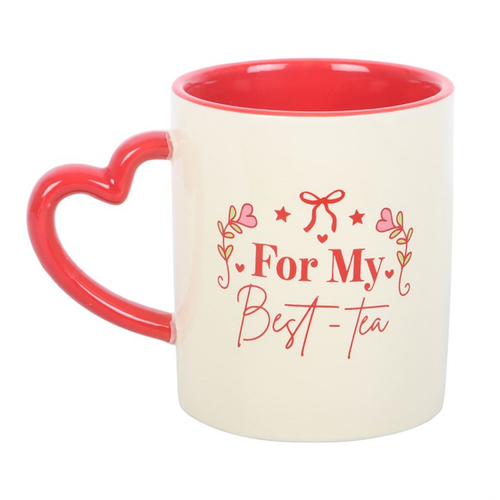 For My Best-Tea Ceramic Mug with Heart Handle 350ml