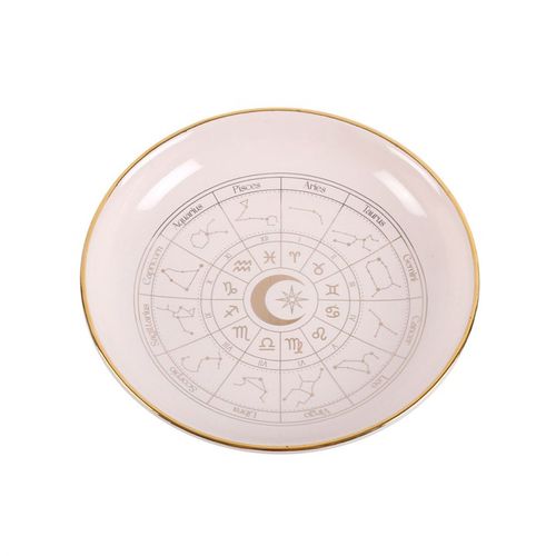 Off White Astrology Wheel Trinket Dish 10.5cm Ceramic