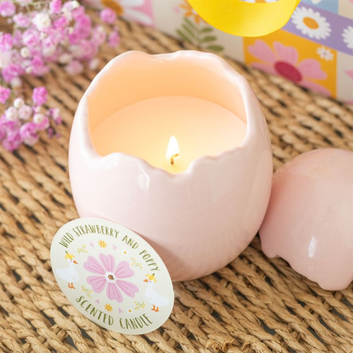Wild Strawberry & Poppy Egg Shaped Candle 12.5cm