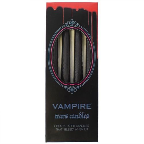 Vampire Tears Candles Set of 4 Black Candles with Red Drip Effect
