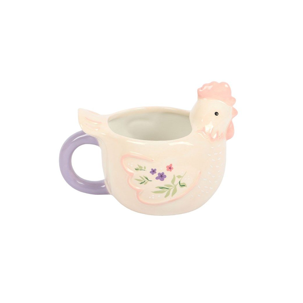 Hen Shaped Ceramic Mug 250ml with Lilac Handle