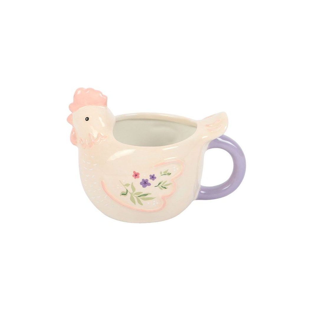 Hen Shaped Ceramic Mug 250ml with Lilac Handle