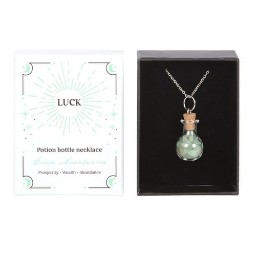 Green Aventurine Crystal Chip Bottle Necklace for Luck Gift
