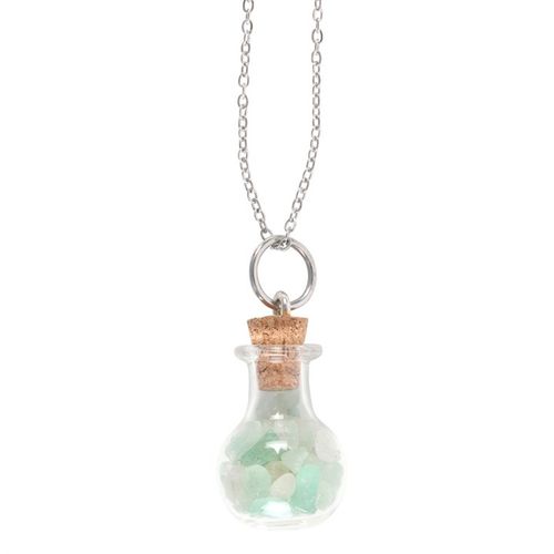 Green Aventurine Crystal Chip Bottle Necklace for Luck Gift