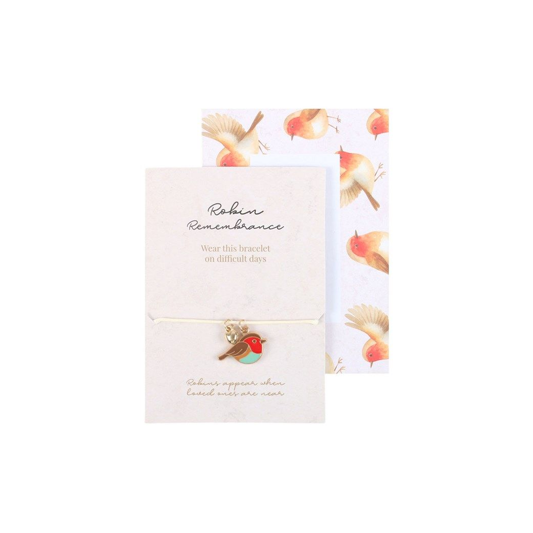 Robin Remembrance Charm Bracelet with Heart on Sentiment Card
