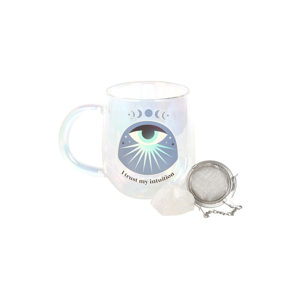 Intuition Double-Walled Glass Mug with Aura Crystal Tea Infuser