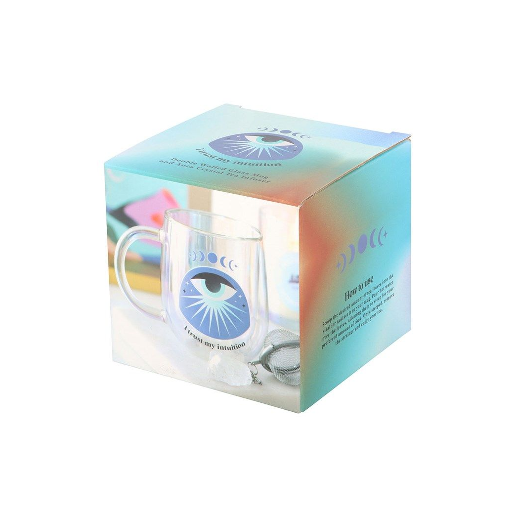 Intuition Double-Walled Glass Mug with Aura Crystal Tea Infuser
