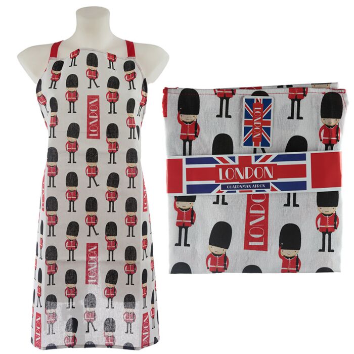 Cotton Kitchen Apron with London Guardsman Design – 80 × 72 cm