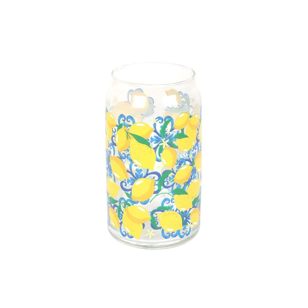 Lemon Print Can Glass 500ml