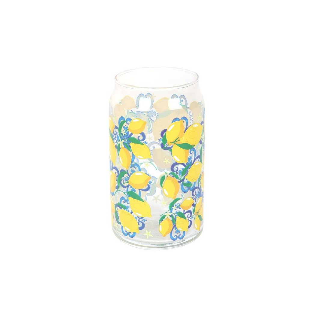 Lemon Print Can Glass 500ml