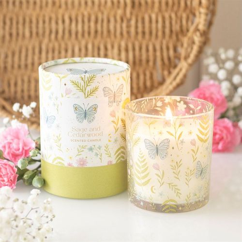 Luna Bloom Butterfly Sage and Cedarwood Scented Candle