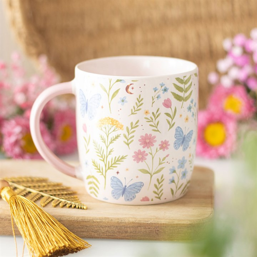 Luna Bloom Floral Print Ceramic Mug 370ml for Tea and Coffee