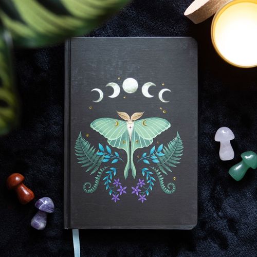 Luna Moth A5 Lined Notebook with Gold Foil Edges