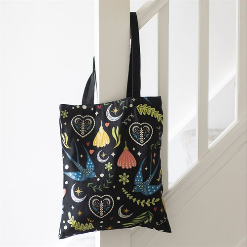 Midnight Bloom Polycotton Floral Tote Bag