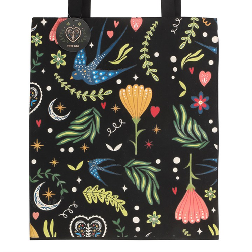 Midnight Bloom Polycotton Floral Tote Bag