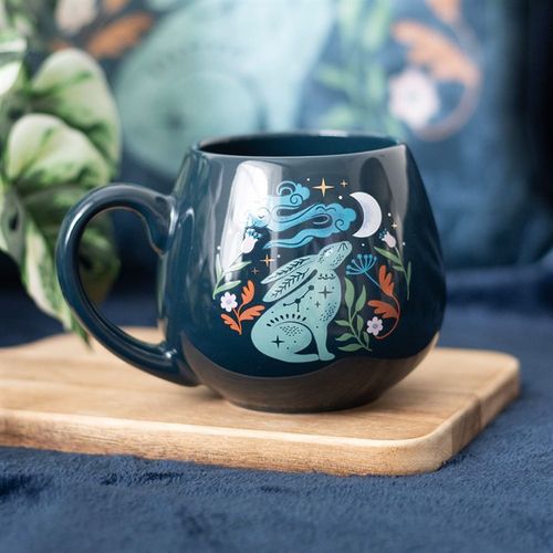 Midnight Hare Ceramic Mug with Moon Design 400ml