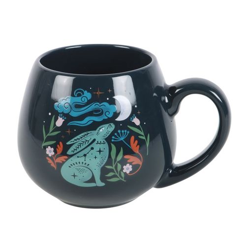 Midnight Hare Ceramic Mug with Moon Design 400ml