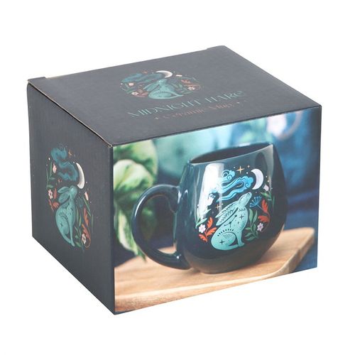 Midnight Hare Ceramic Mug with Moon Design 400ml