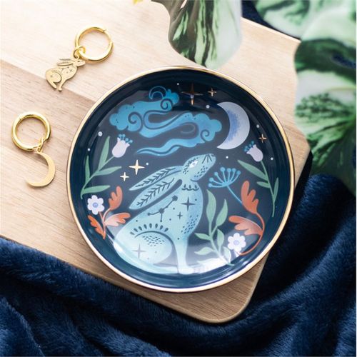 Midnight Hare Trinket Dish Ceramic Jewellery Holder