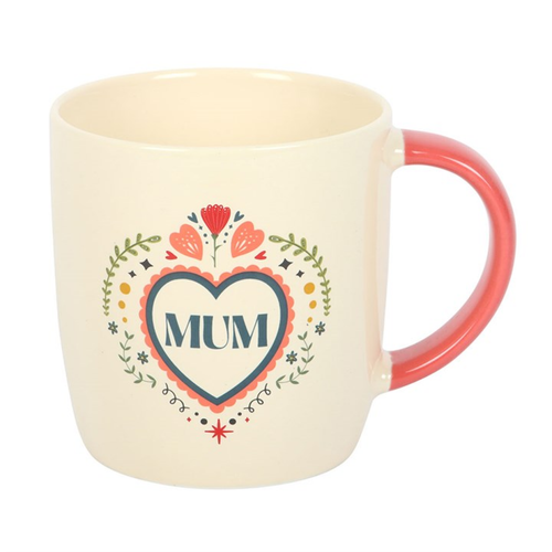 Mum Folk Heart Ceramic Mug 350ml