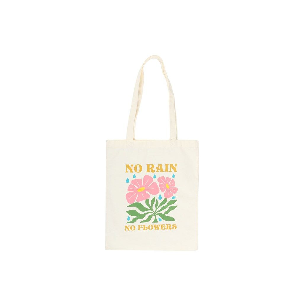 No Rain, No Flowers Floral Tote Bag