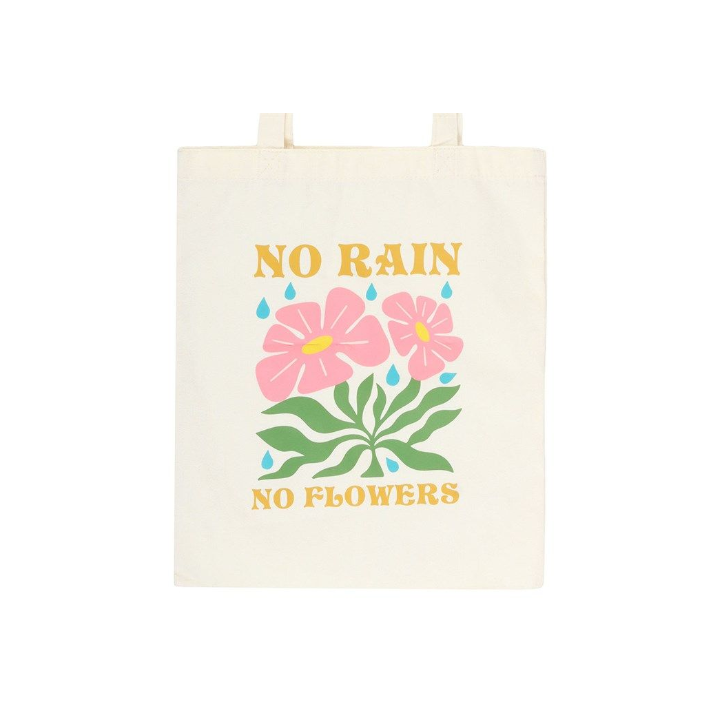 No Rain, No Flowers Floral Tote Bag