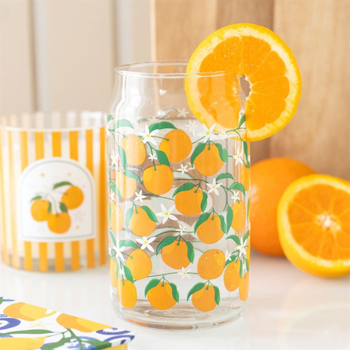 Orange Print Can Glass 500ml