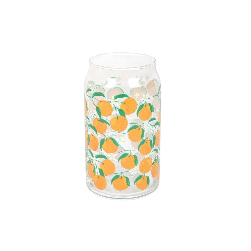 Orange Print Can Glass 500ml