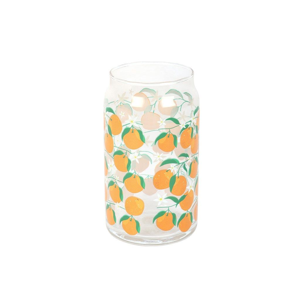 Orange Print Can Glass 500ml