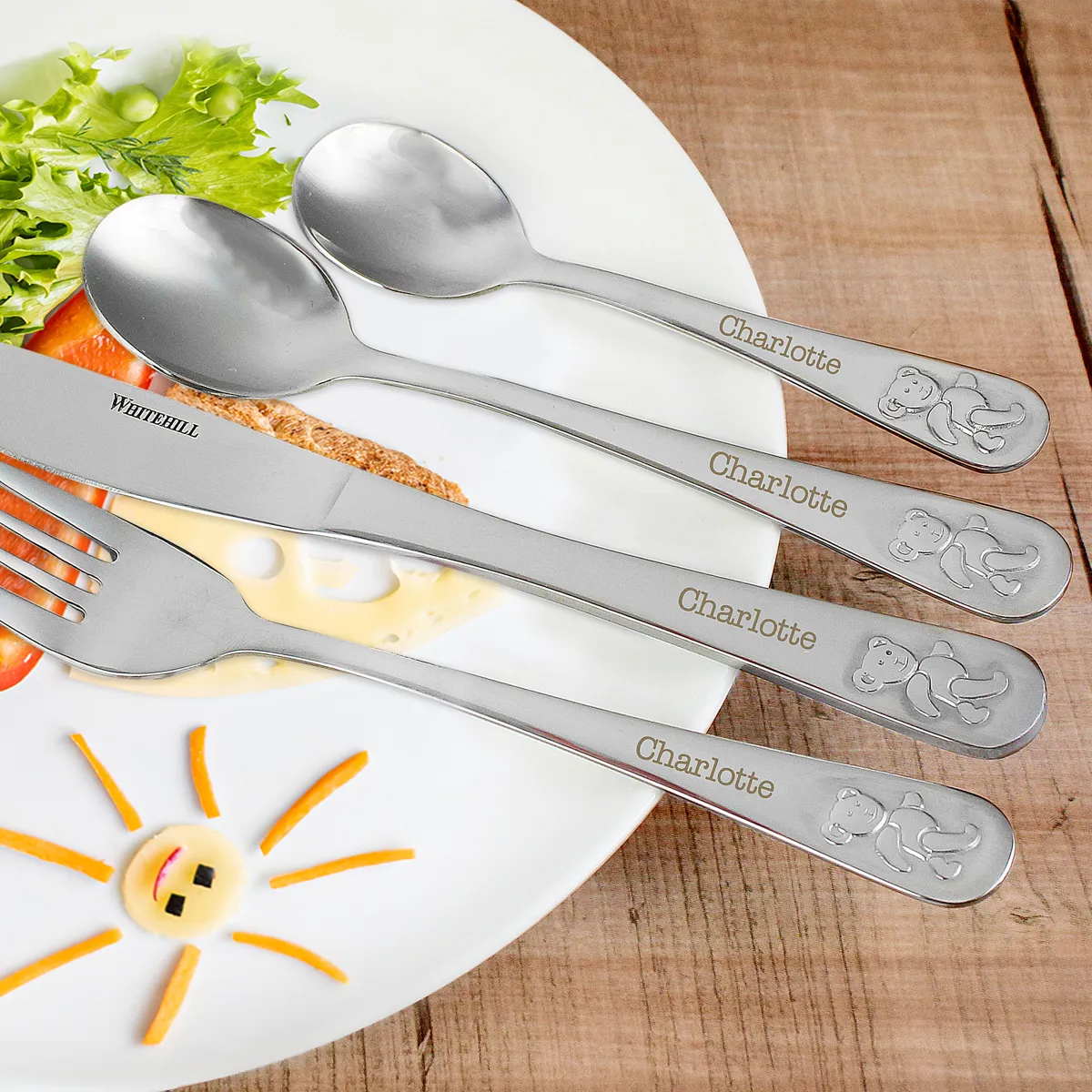 Personalised Teddy Children's 4 Piece Cutlery Set with Name
