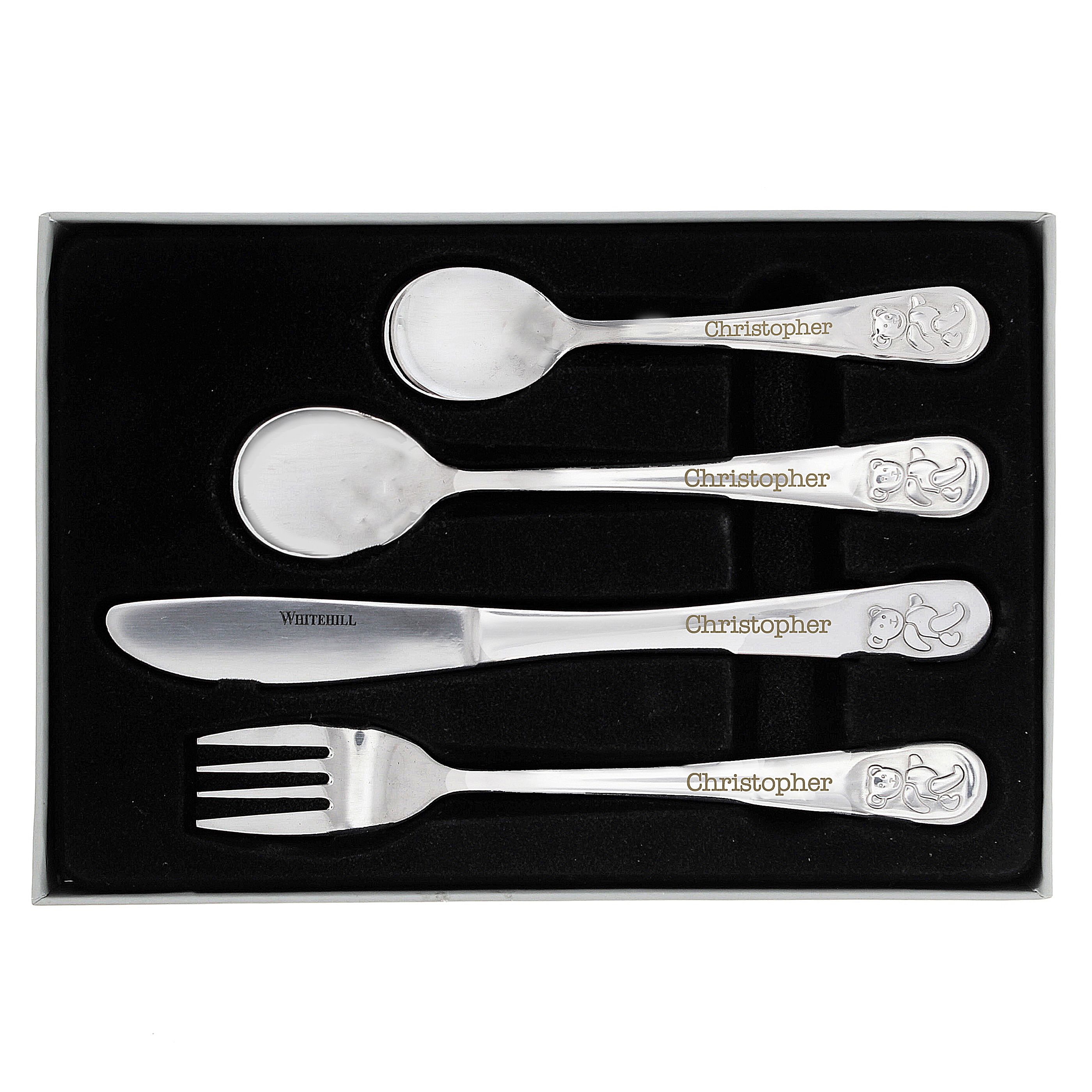 Personalised Teddy Children's 4 Piece Cutlery Set with Name