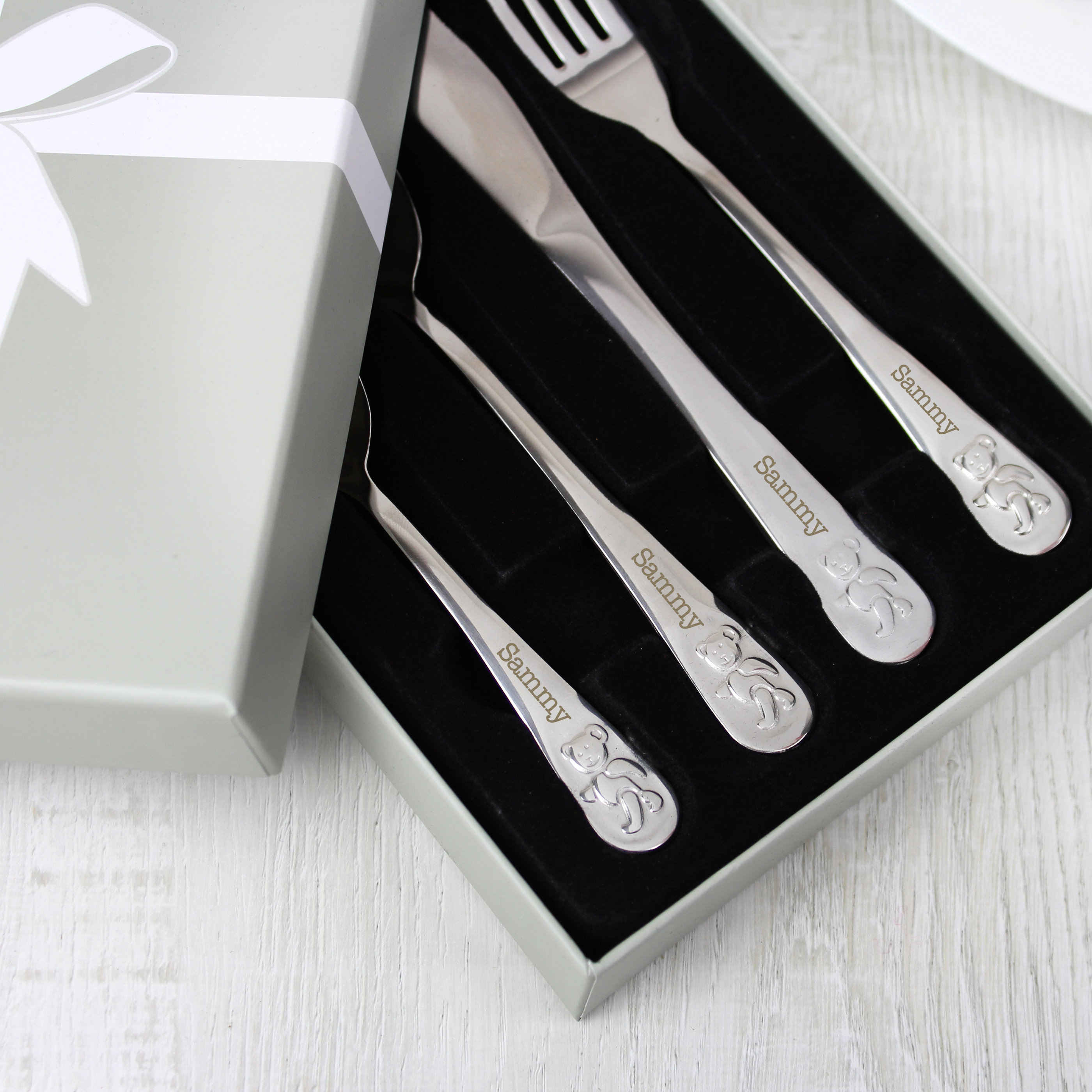 Personalised Teddy Children's 4 Piece Cutlery Set with Name