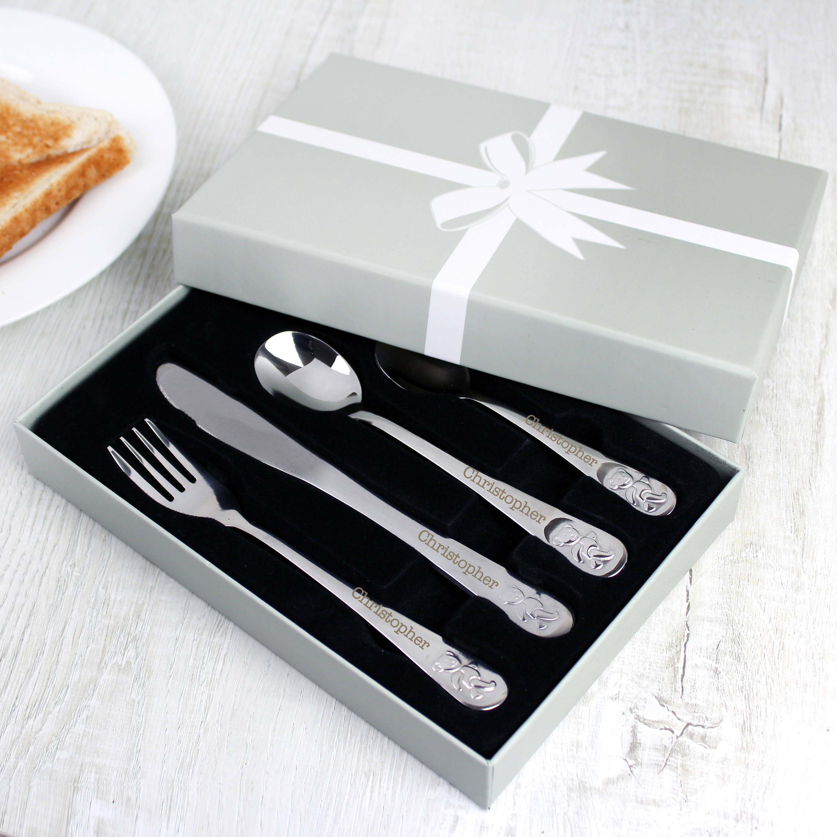 Personalised Teddy Children's 4 Piece Cutlery Set with Name
