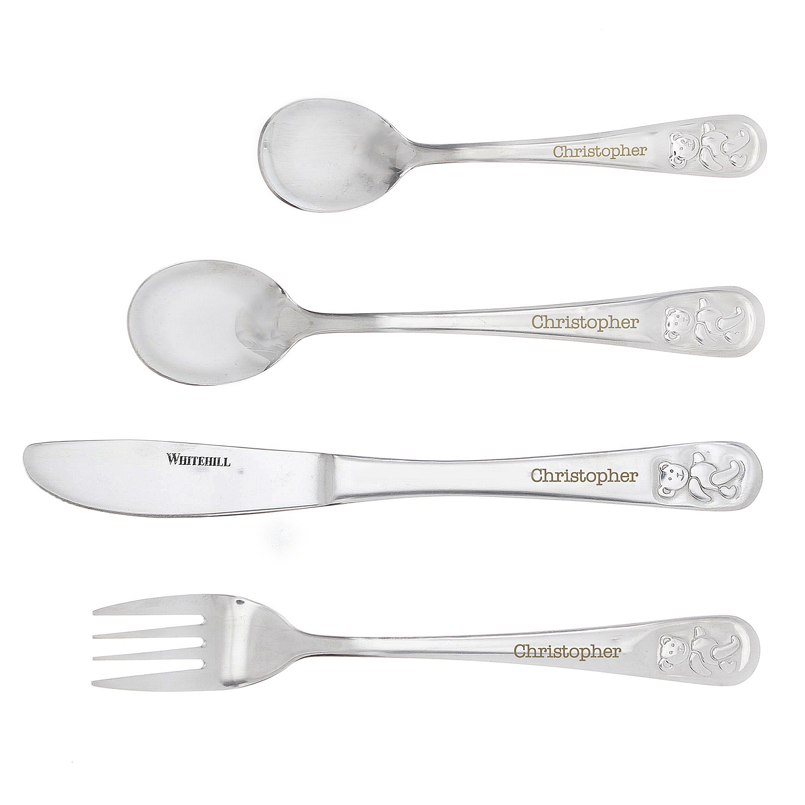 Personalised Teddy Children's 4 Piece Cutlery Set with Name