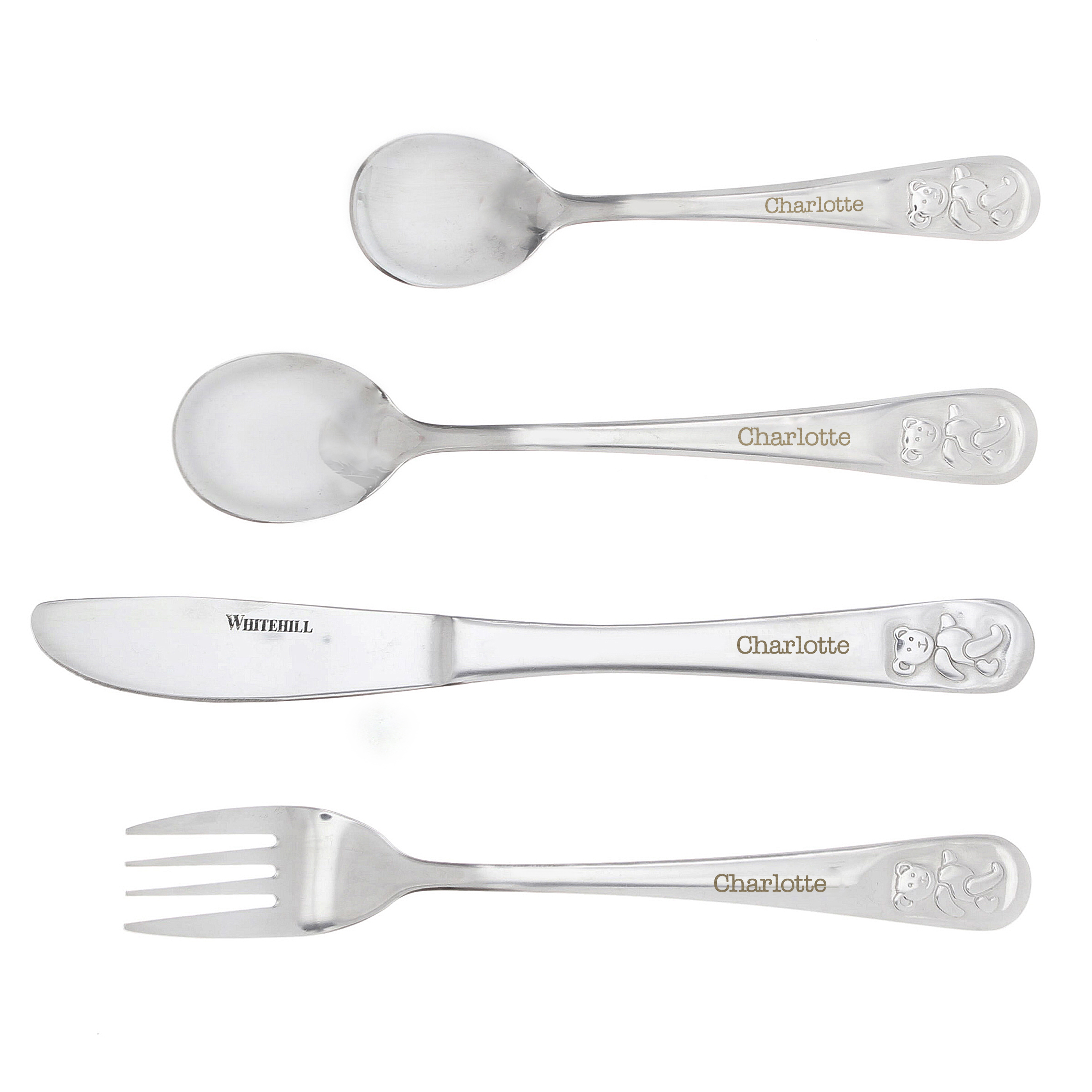Personalised Teddy Children's 4 Piece Cutlery Set with Name