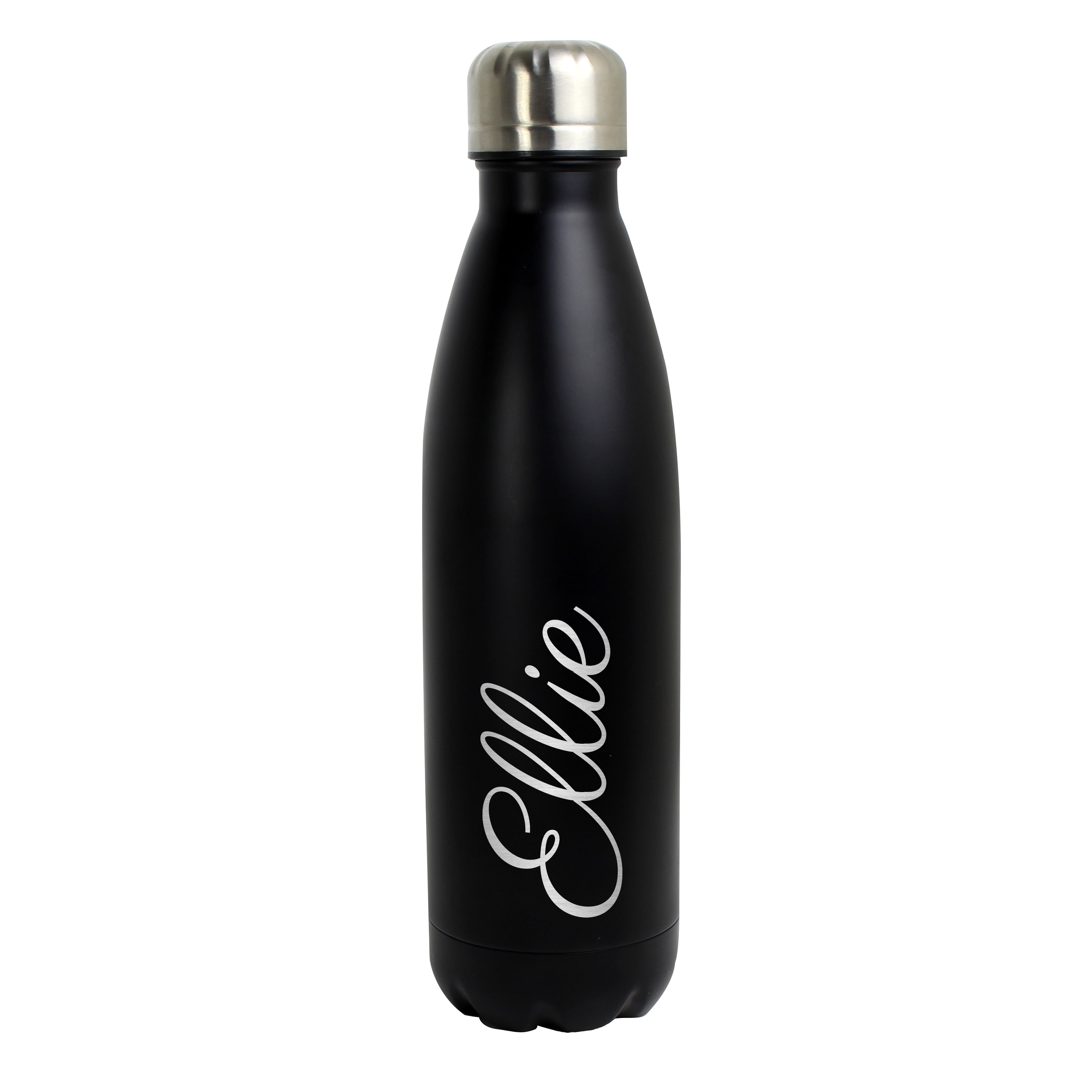 Personalised Black Insulated Water Bottle 500ml Stainless Steel